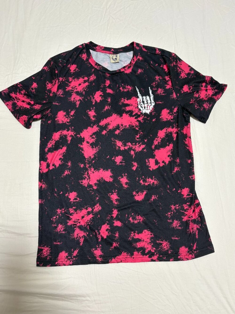 Hardaddy Tie Dye Pink Skull Rock On Hand T-Shirt Mens Size Small